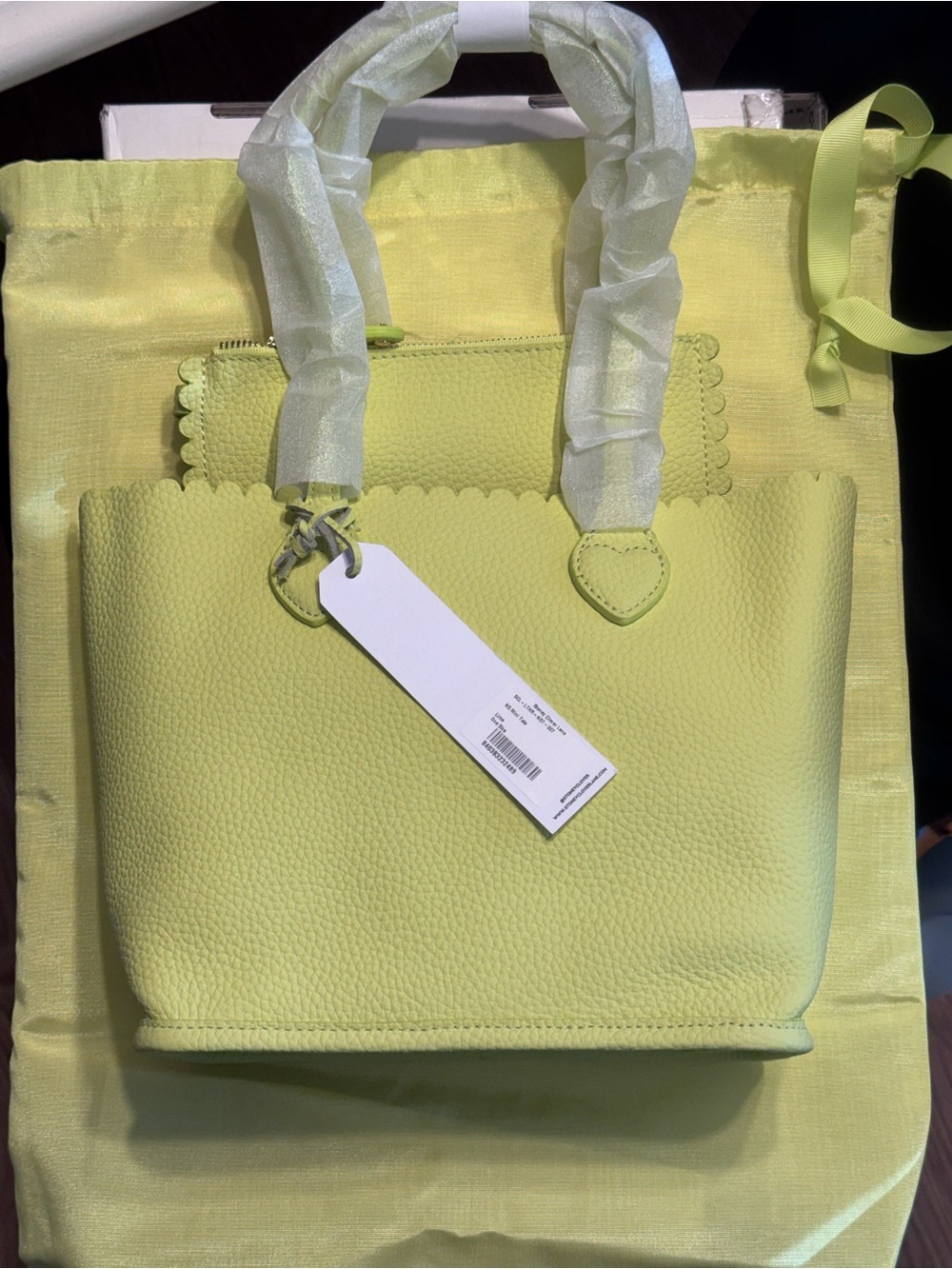 Stoney Clover Lane Scallop-Trim Tote in Lemon Lime